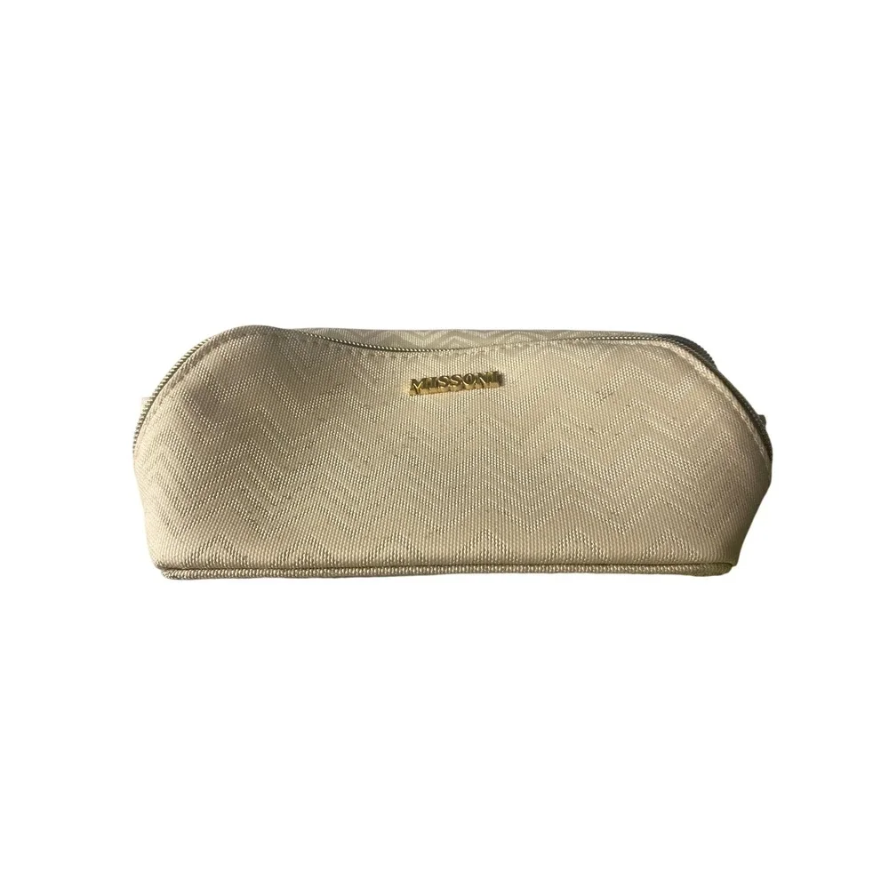 Missoni for Delta Champagne Gold Zig Zag Woven Cosmetic Toiletry Bag Pouch LL35